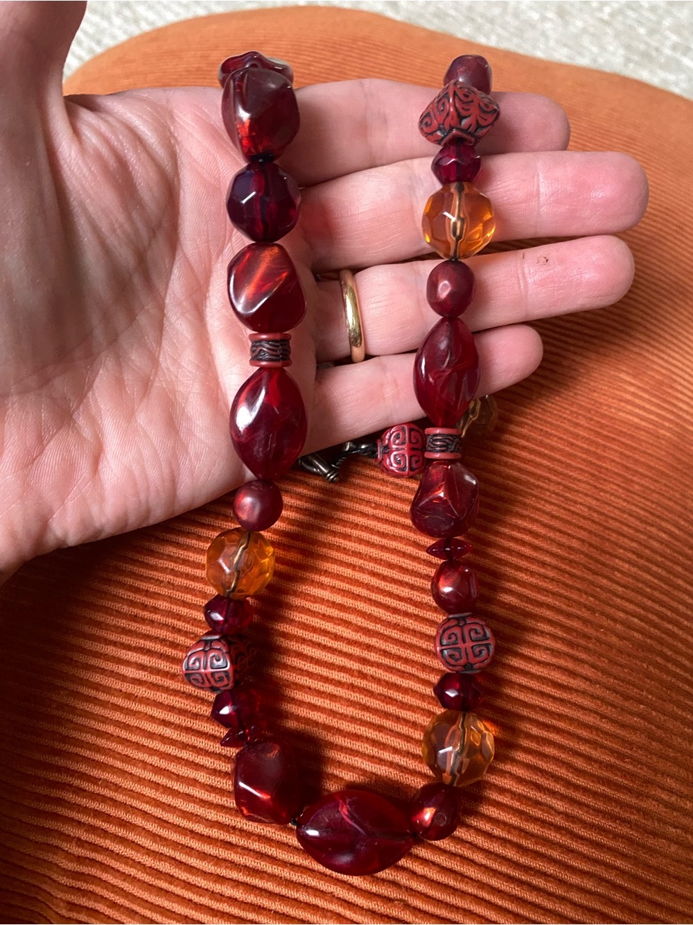 Vintage Amber Toned Beaded Necklace